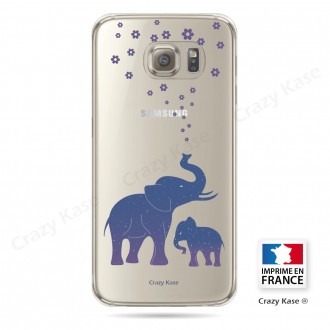 Coque Galaxy S6 Transparente et souple motif Eléphant Bleu - Crazy Kase