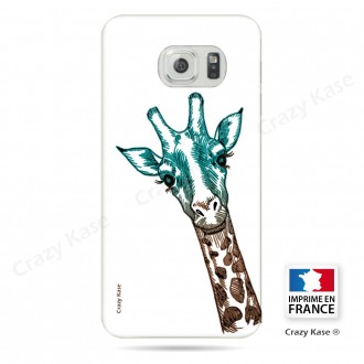 Coque Galaxy S6 souple motif Tête de Girafe sur fond blanc - Crazy Kase
