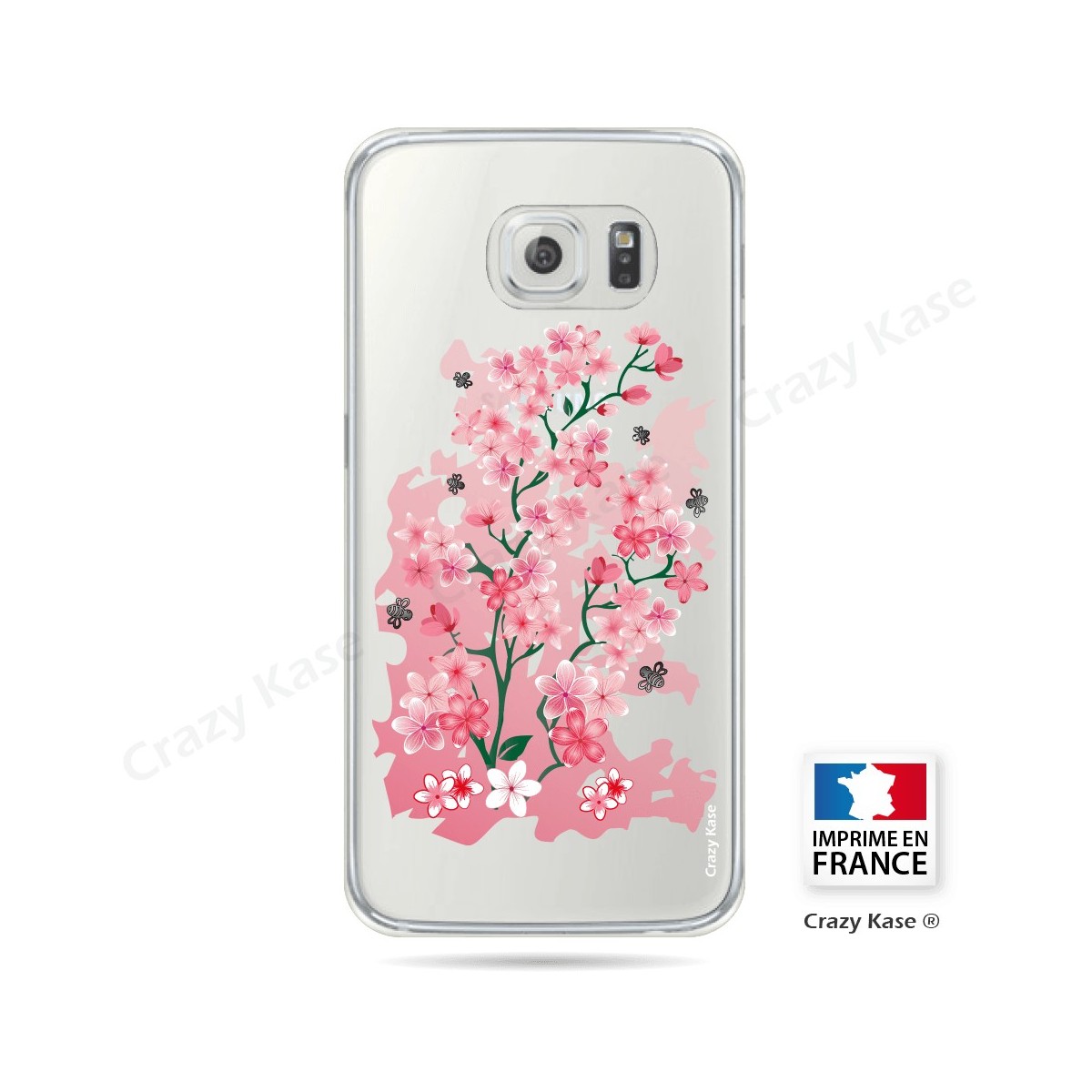 Coque Galaxy S6 Edge Transparente et souple motif Fleurs de Cerisier - Crazy Kase