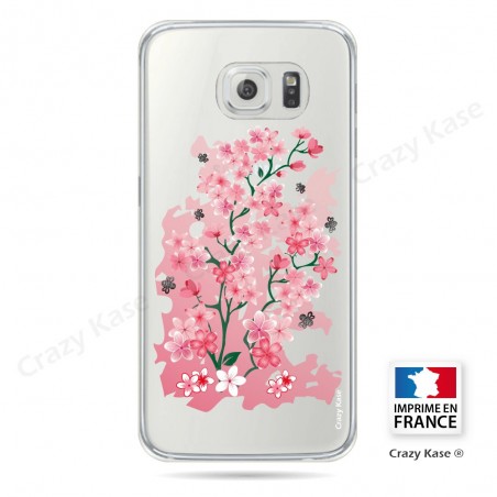 Coque Galaxy S6 Edge Transparente et souple motif Fleurs de Cerisier - Crazy Kase