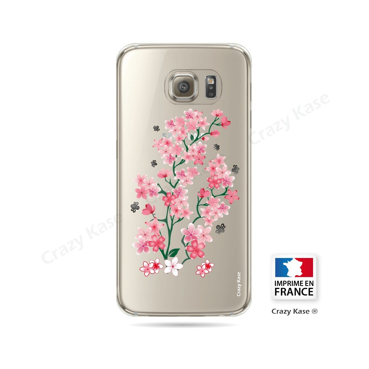 Coque Galaxy S6 Edge Transparente et souple motif Fleurs de Sakura - Crazy Kase