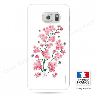 Coque Galaxy S6 Edge souple motif Fleurs de Sakura sur fond blanc - Crazy Kase