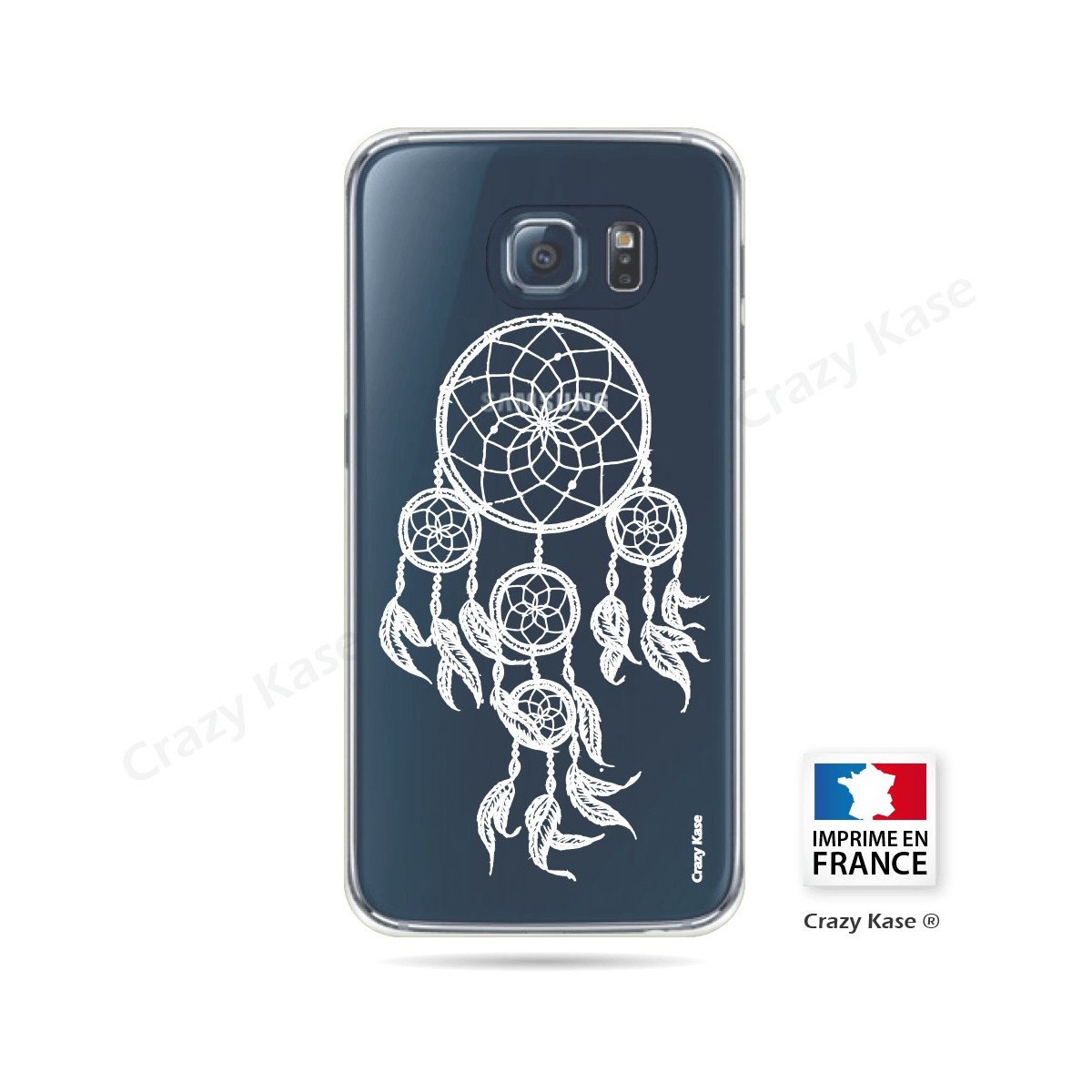 Coque Galaxy S6 Edge Transparente et souple motif Attrape Rêves Blanc - Crazy Kase