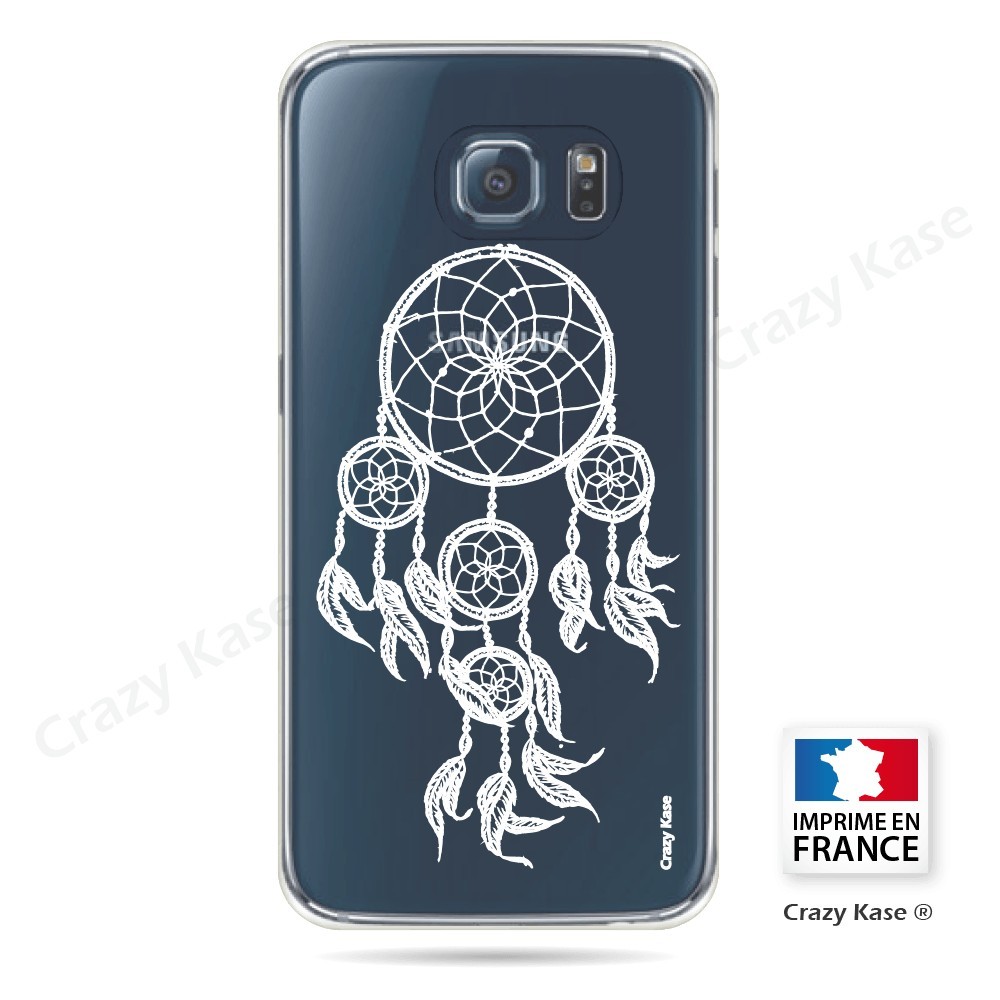 Coque Galaxy S6 Edge Transparente et souple motif Attrape Rêves Blanc - Crazy Kase
