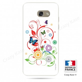 Coque Galaxy A3 (2016) souple motif Papillons et Cercles sur fond blanc - Crazy Kase