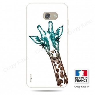 Coque Galaxy A3 (2016) souple motif Tête de Girafe sur fond blanc - Crazy Kase