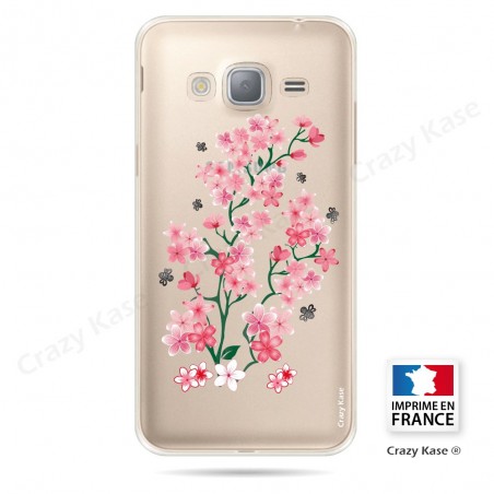 Coque Galaxy J3 (2016) Transparente et souple motif Fleurs de Sakura - Crazy Kase