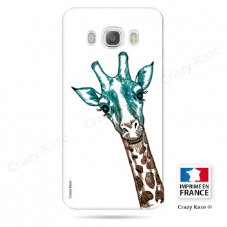 Coque Galaxy J5 (2016) souple motif Tête de Girafe sur fond blanc - Crazy Kase