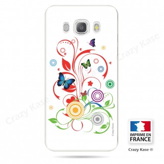 Coque Galaxy J5 (2016) souple motif Papillons et Cercles sur fond blanc - Crazy Kase