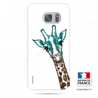 Coque Galaxy S7 souple motif Tête de Girafe sur fond blanc - Crazy Kase