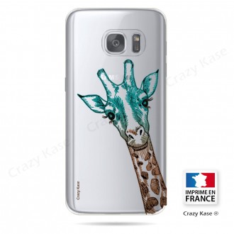 Coque Galaxy S7 Transparente et souple motif Tête de Girafe - Crazy Kase