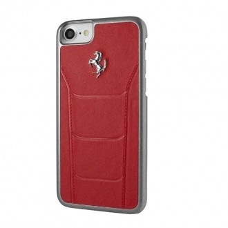 Coque iPhone 8 / 7 en cuir véritable rouge - Ferrari