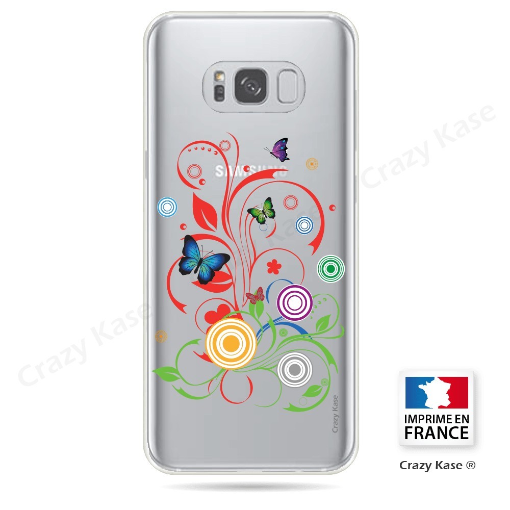 Coque Galaxy S8 Transparente et souple motif Papilons et Cercles - Crazy Kase