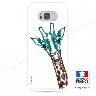 Coque Galaxy S8 souple motif Tête de Girafe sur fond blanc - Crazy Kase