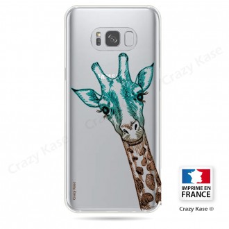 Coque Galaxy S8 Transparente et souple motif Tête de Girafe - Crazy Kase