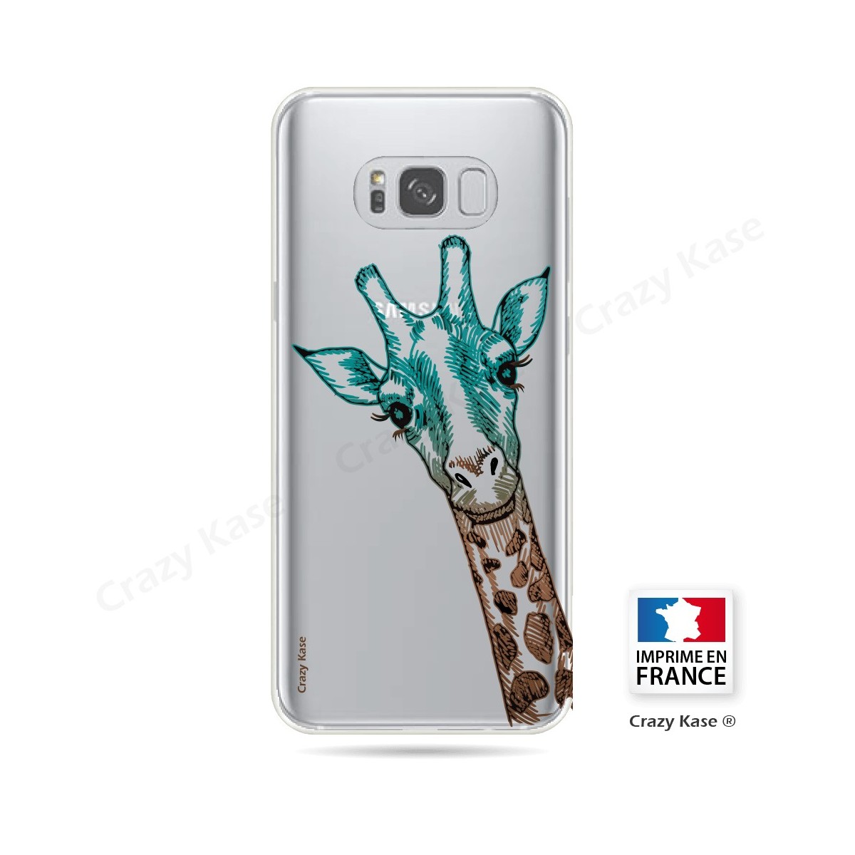 Coque Galaxy S8 Transparente et souple motif Tête de Girafe - Crazy Kase