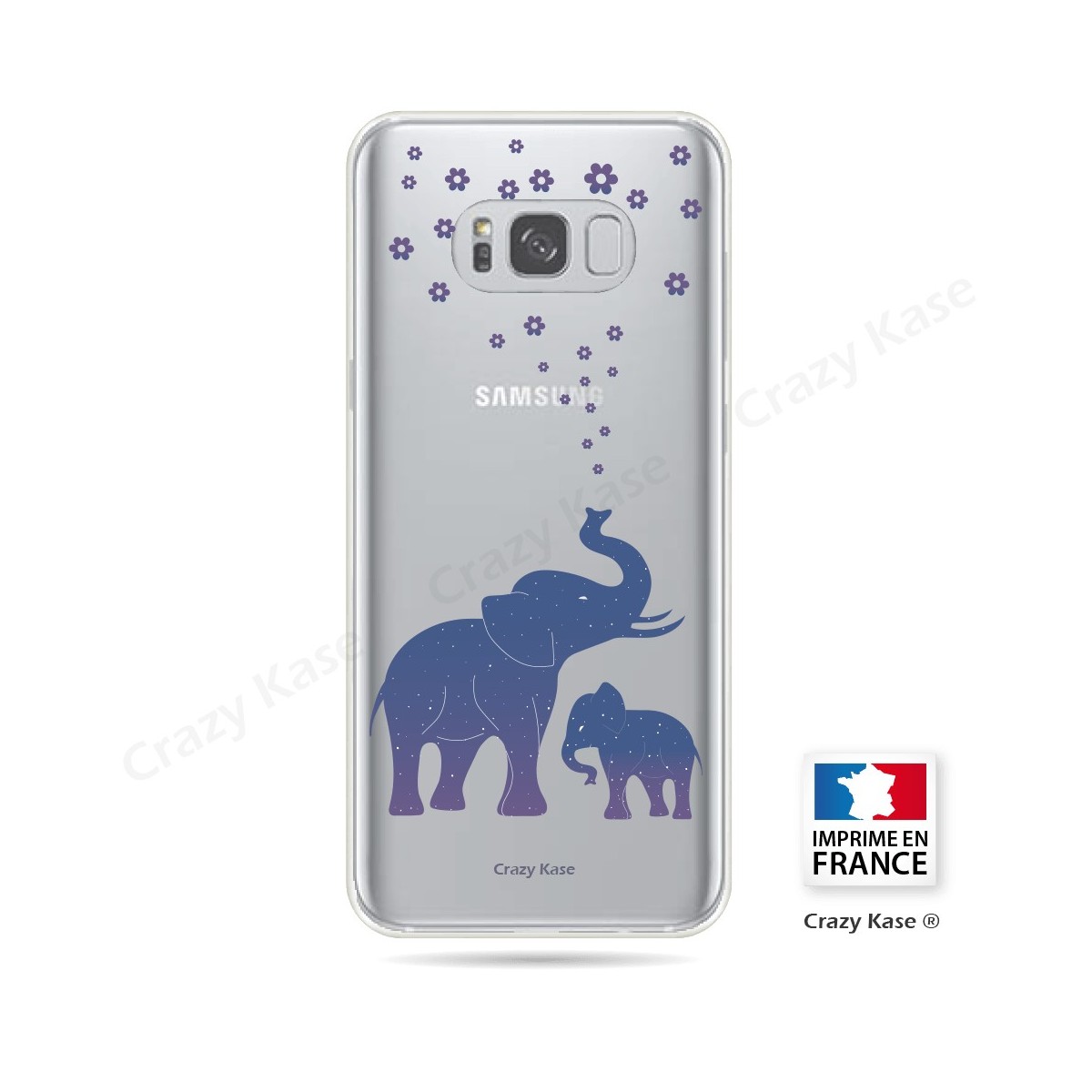 Coque Galaxy S8 Transparente et souple motif Eléphant Bleu - Crazy Kase