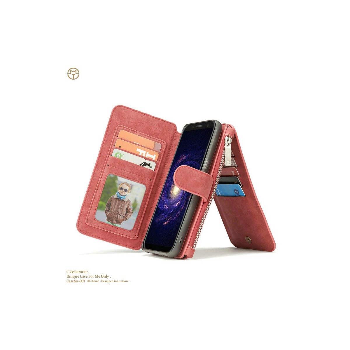Etui Galaxy S8 Portefeuille multifonctions Rouge - CaseMe