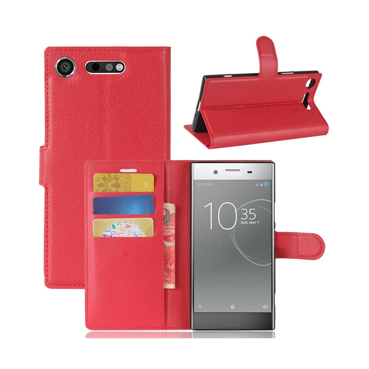 Etui Xperia XZ1 Porte cartes Rouge - Crazy Kase