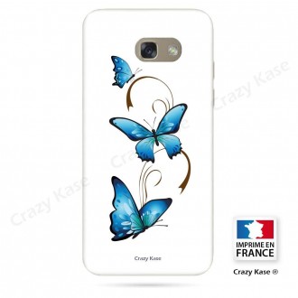 Coque Galaxy A3 (2016) souple motif Papillon et Arabesque sur fond blanc - Crazy Kase