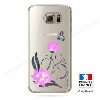 Coque Galaxy S6 souple motif Fleur de lotus et papillon- Crazy Kase