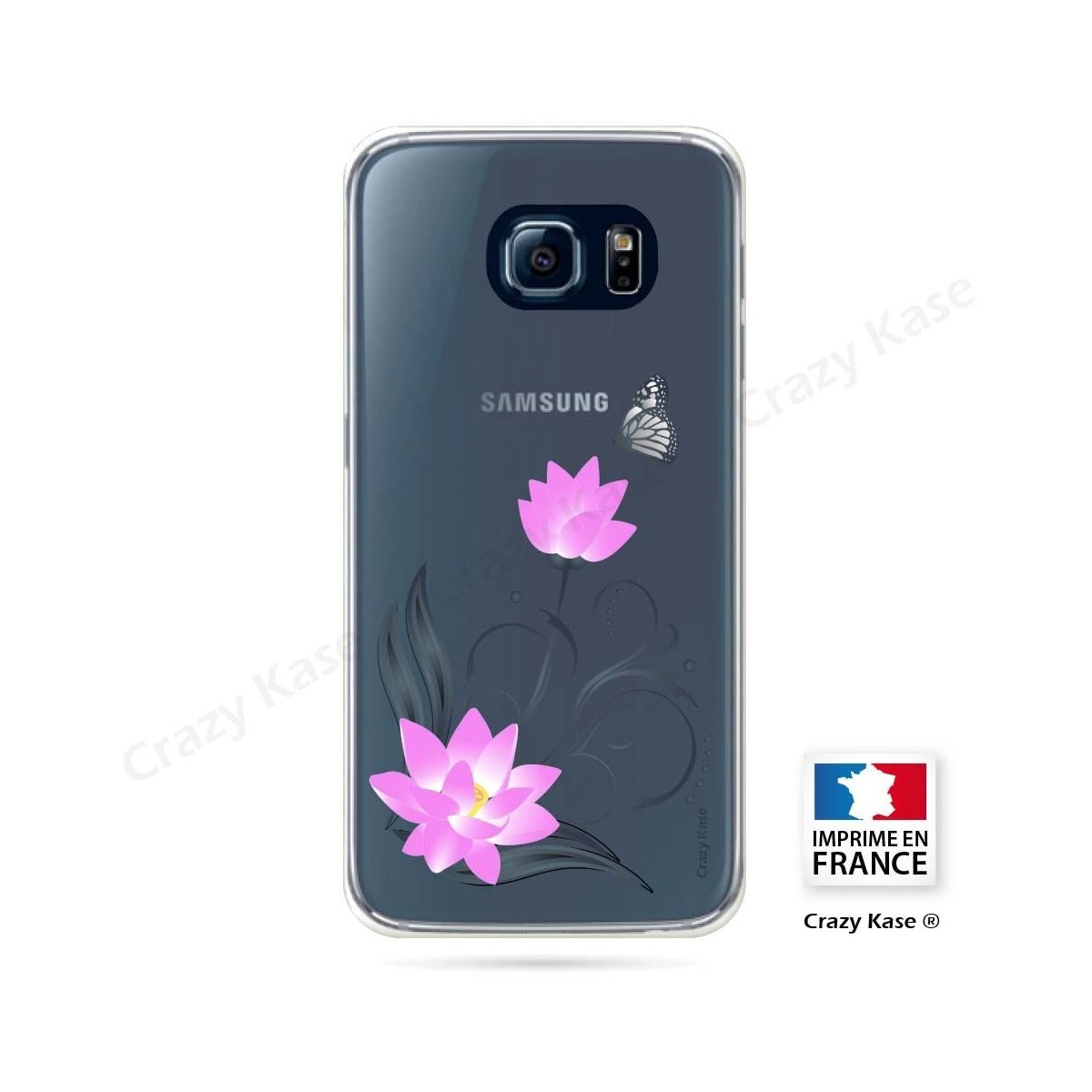 Coque Galaxy S6 souple motif Fleur de lotus et papillon- Crazy Kase