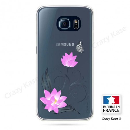 Coque Galaxy S6 souple motif Fleur de lotus et papillon- Crazy Kase