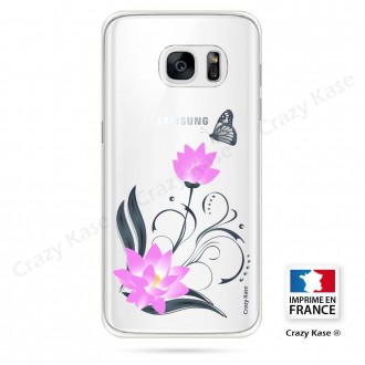 Coque Galaxy S7 Edge souple motif Fleur de lotus et papillon- Crazy Kase