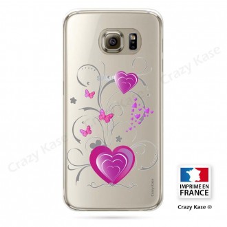 Coque Galaxy S6 souple motif Cœur et papillon - Crazy Kase