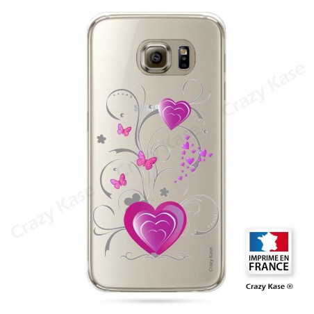 Coque Galaxy S6 Edge souple motif Cœur et papillon - Crazy Kase