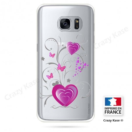 Coque Galaxy S7 souple motif Cœur et papillon - Crazy Kase