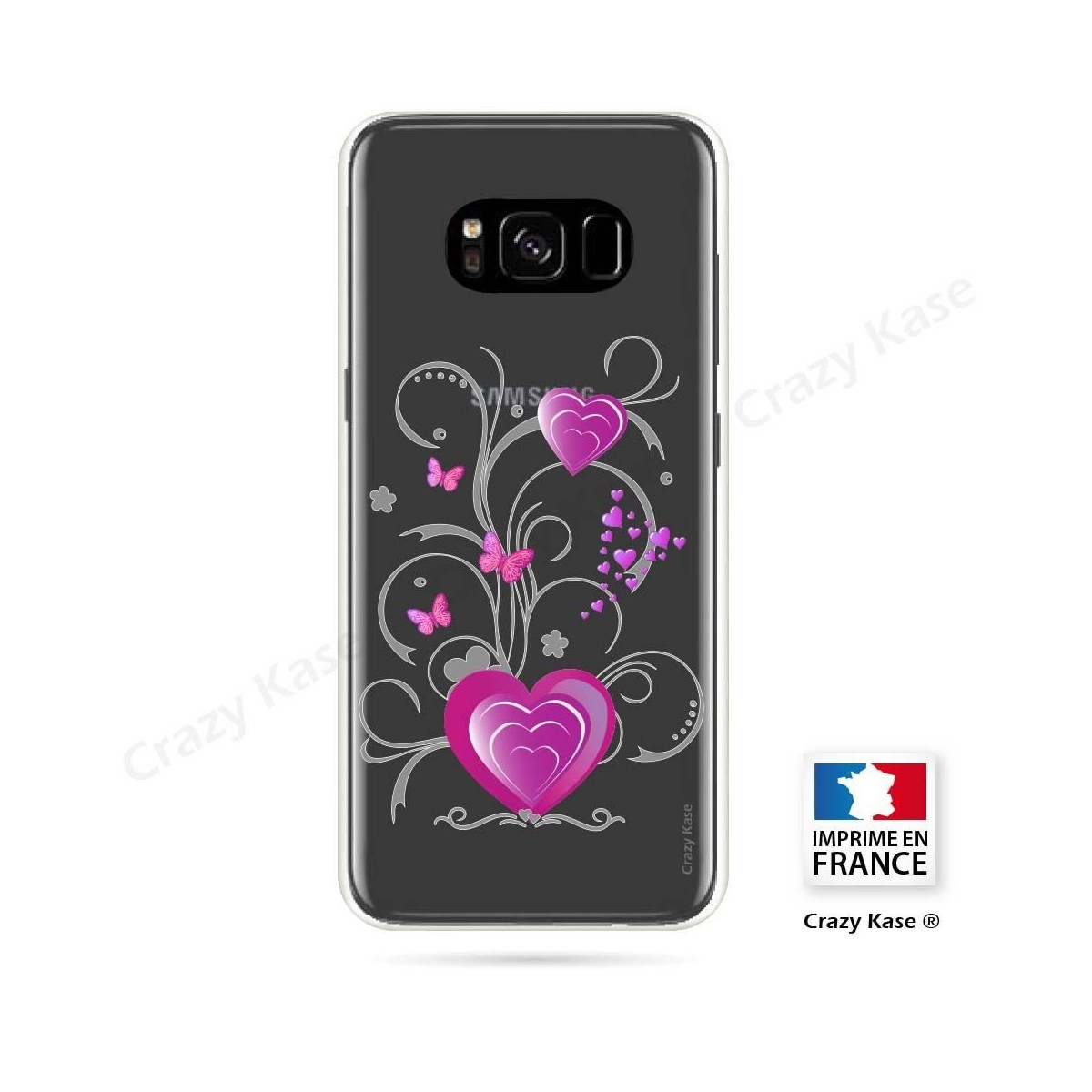 Coque Galaxy S8 Plus souple motif Cœur et papillon - Crazy Kase