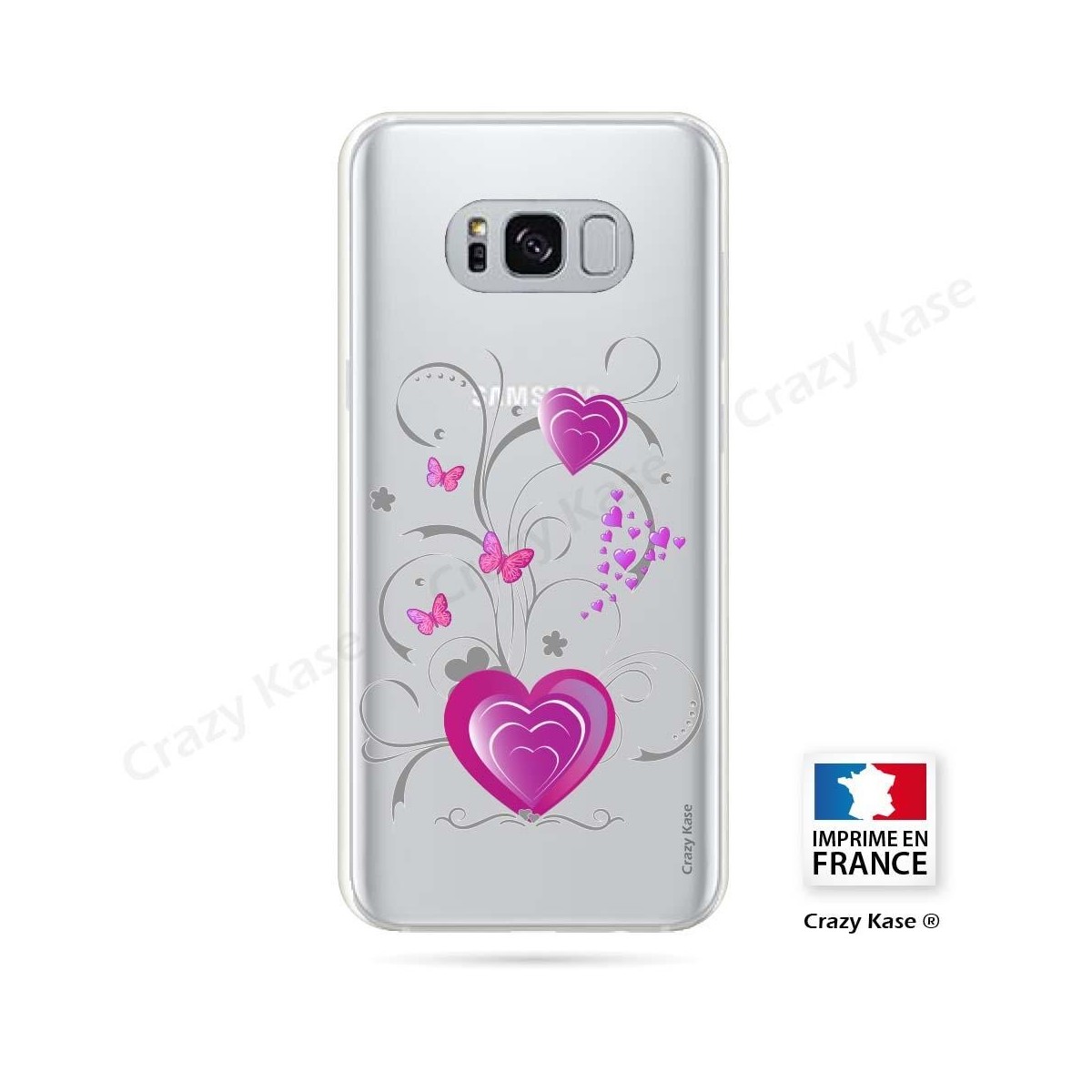 Coque Galaxy S8 Plus souple motif Cœur et papillon - Crazy Kase