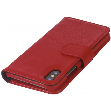 Etui iPhone X Porte-cartes rouge nappa en cuir véritable - Stilgut