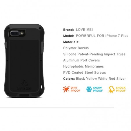 Coque iPhone 8 Plus / 7 Plus Etanche Antichocs Aluminium Blanche - LOVE MEI