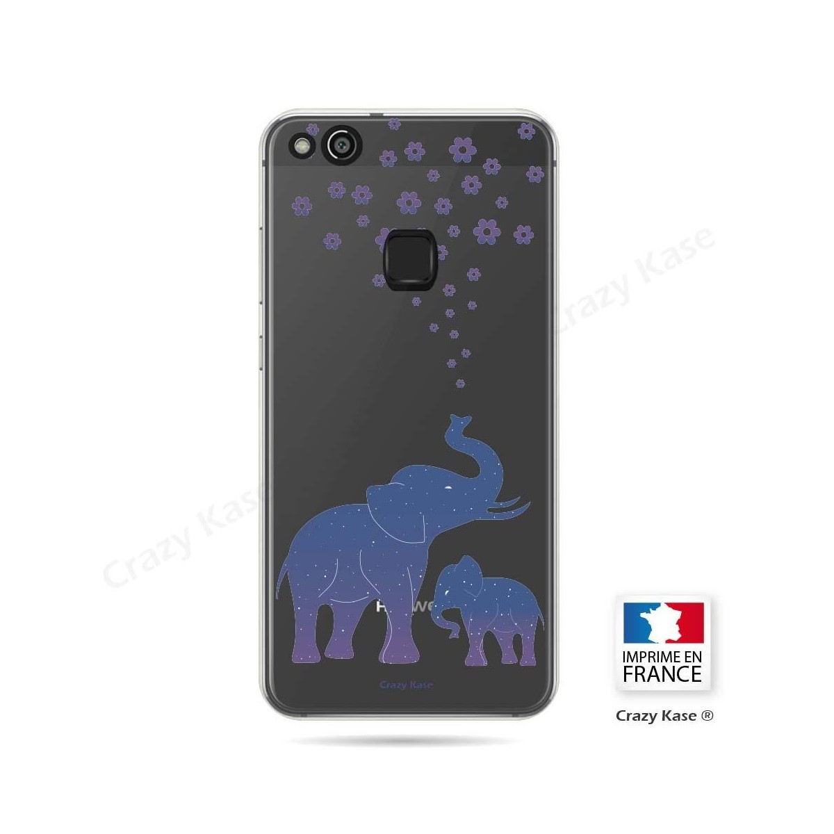 Coque Huawei P10 Lite souple motif Eléphant Bleu - Crazy Kase
