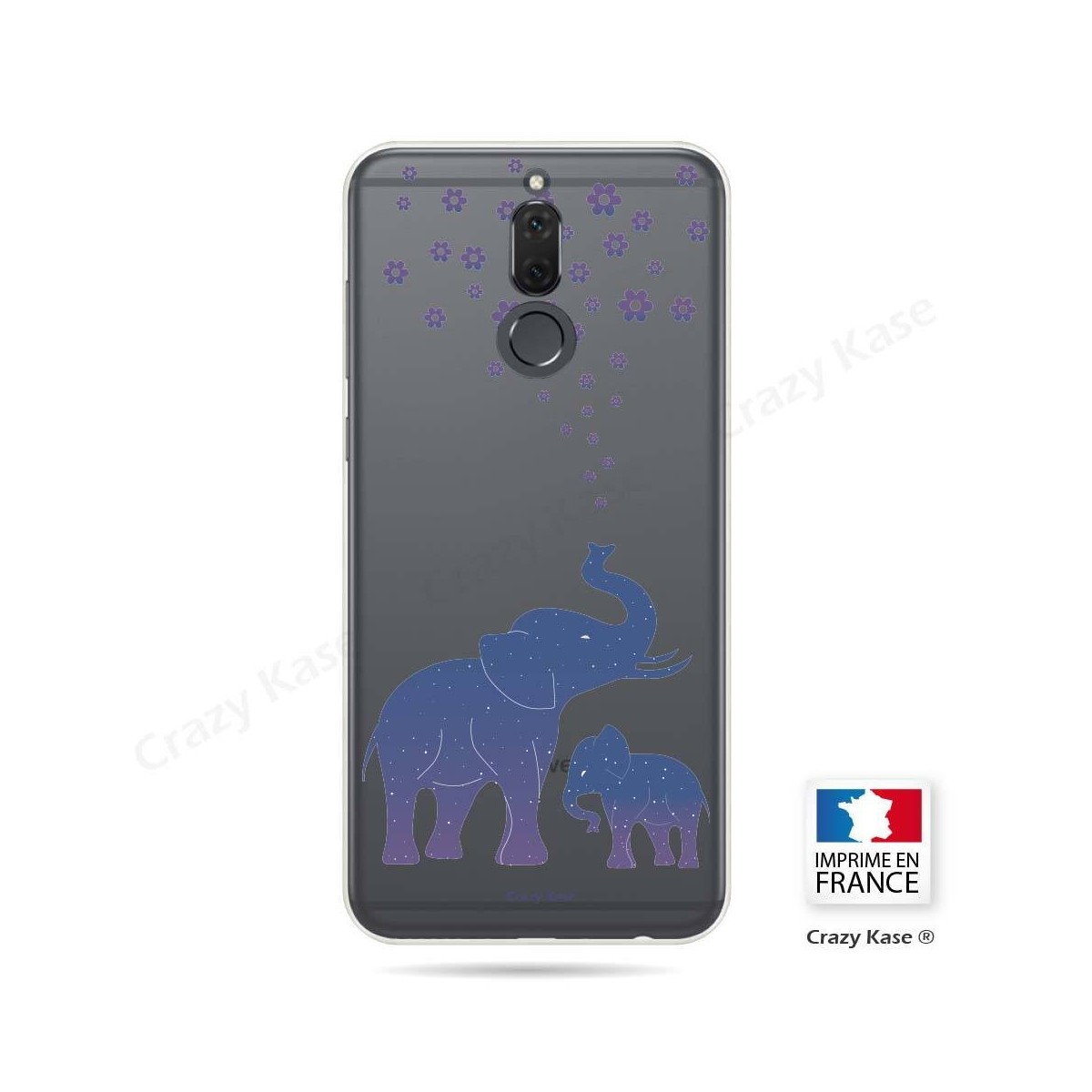 Coque Huawei Mate 10 Lite souple motif Eléphant Bleu - Crazy Kase