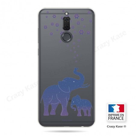 Coque Huawei Mate 10 Lite souple motif Eléphant Bleu - Crazy Kase