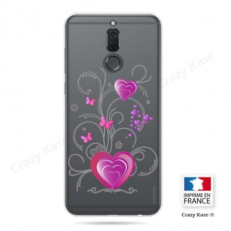 Coque Huawei Mate 10 Lite souple motif Cœur et papillon - Crazy Kase