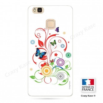 Coque Huawei P9 Lite souple motif Papillons et Cercles sur fond blanc - Crazy Kase