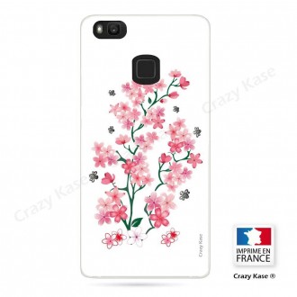 Coque Huawei P9 Lite souple motif Fleurs de Sakura sur fond blanc - Crazy Kase
