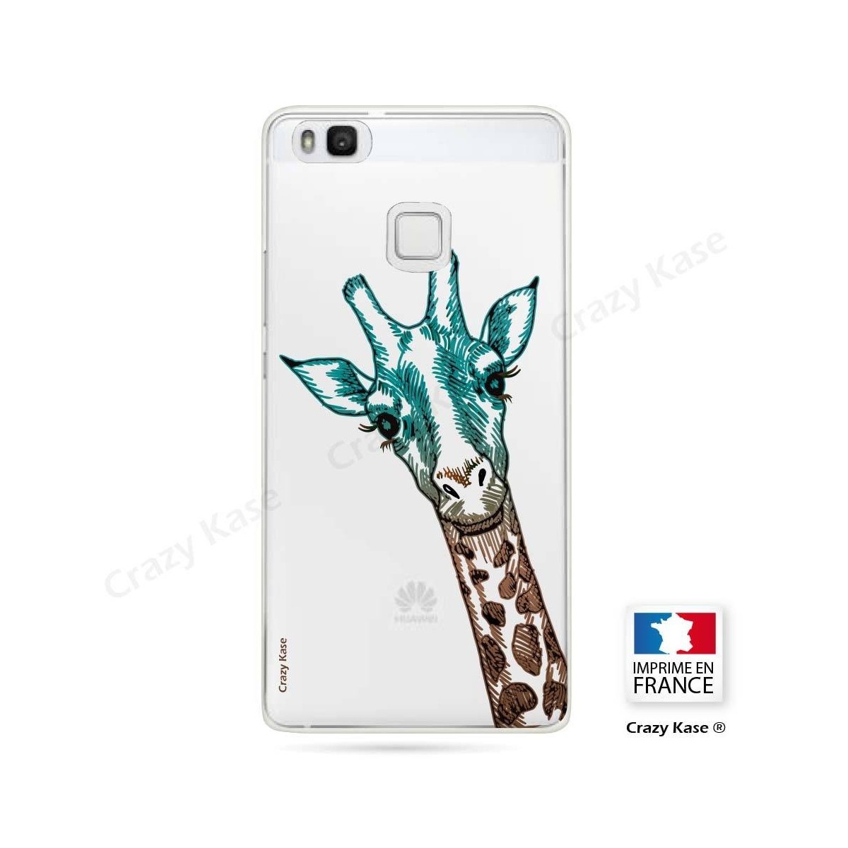 Coque Huawei P9 Lite souple motif Tête de Girafe - Crazy Kase