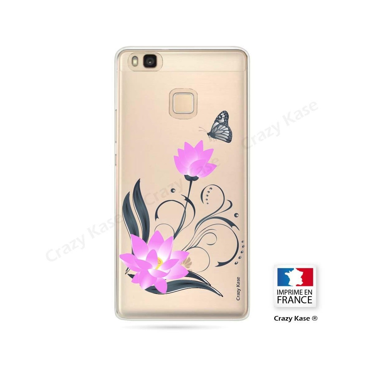 Coque Huawei P9 Lite souple motif Fleur de lotus et papillon- Crazy Kase