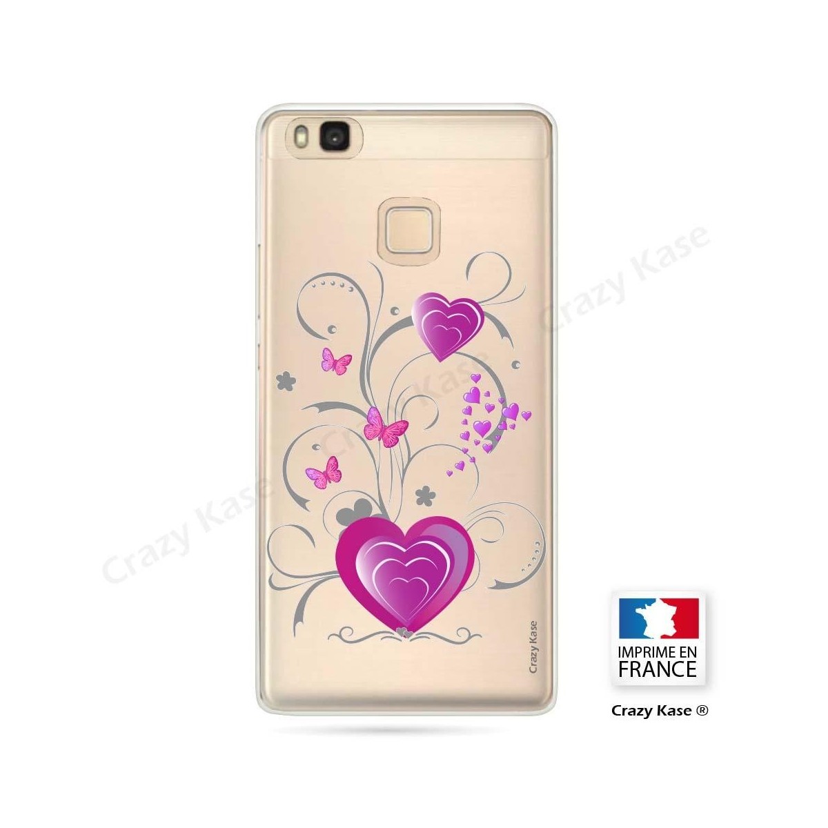 Coque Huawei P9 Lite souple motif Cœur et papillon - Crazy Kase