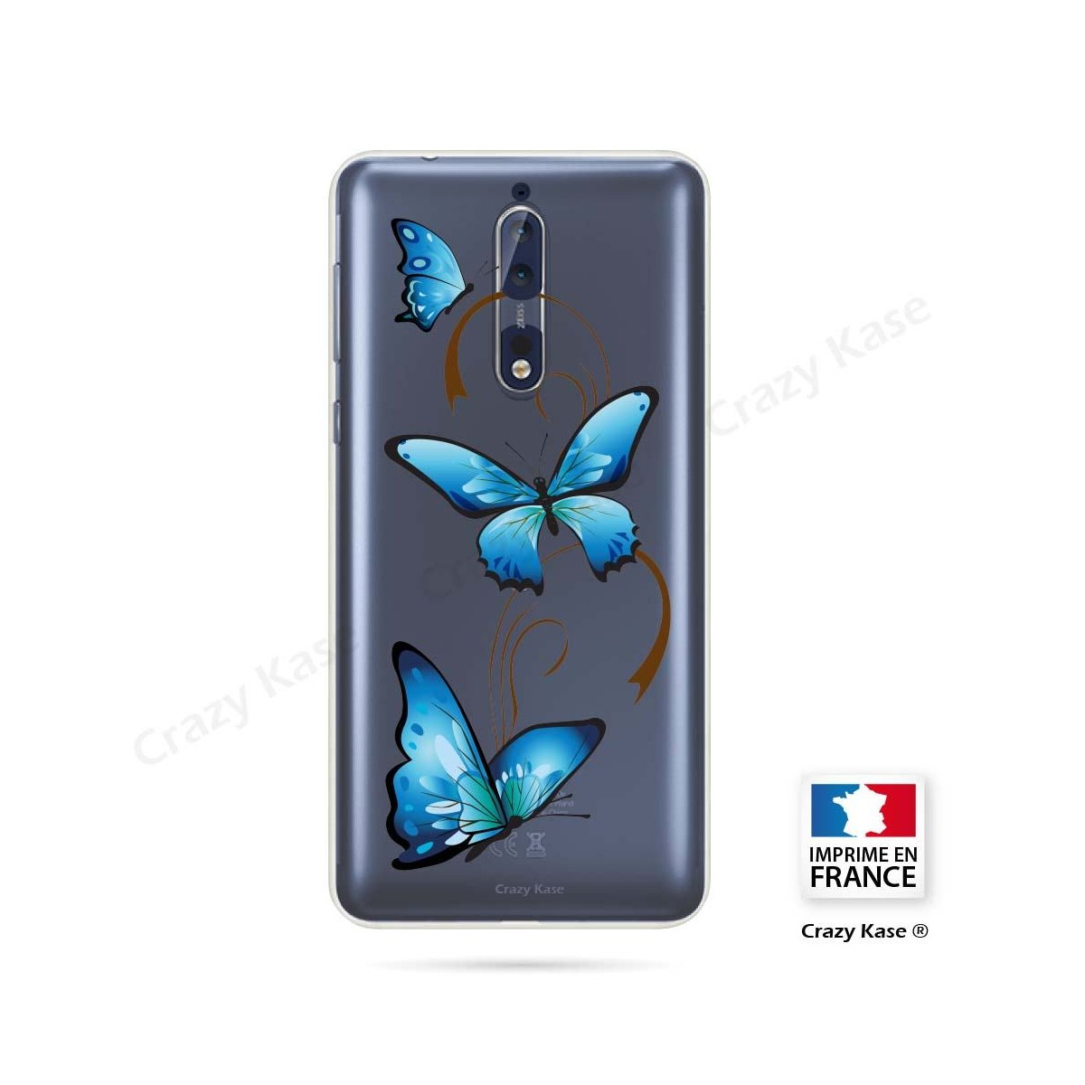 Coque Nokia 8 souple motif Papillon sur Arabesque - Crazy Kase