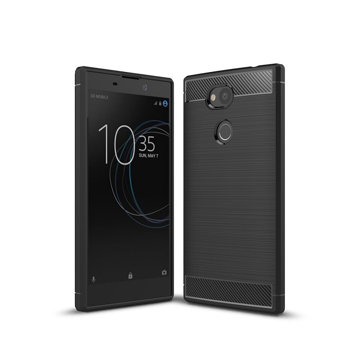 Coque Xperia L2 noir effet carbone - Crazy Kase