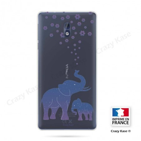 Coque Nokia 3 souple motif Eléphant Bleu - Crazy Kase