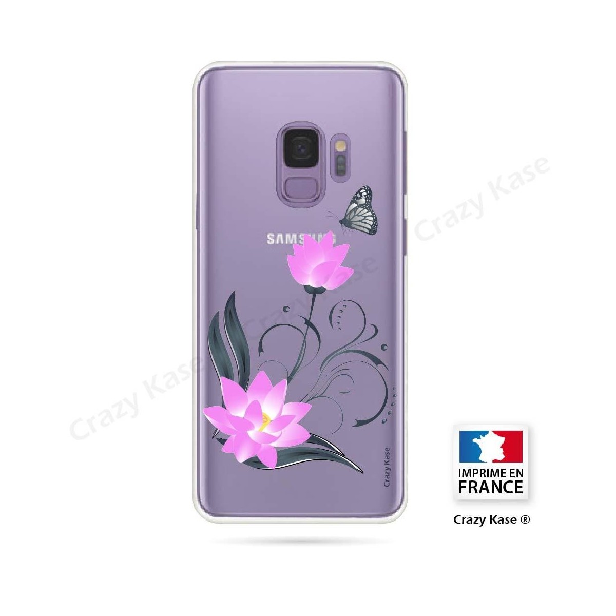 Coque Galaxy S9 souple motif Fleur de lotus et papillon- Crazy Kase