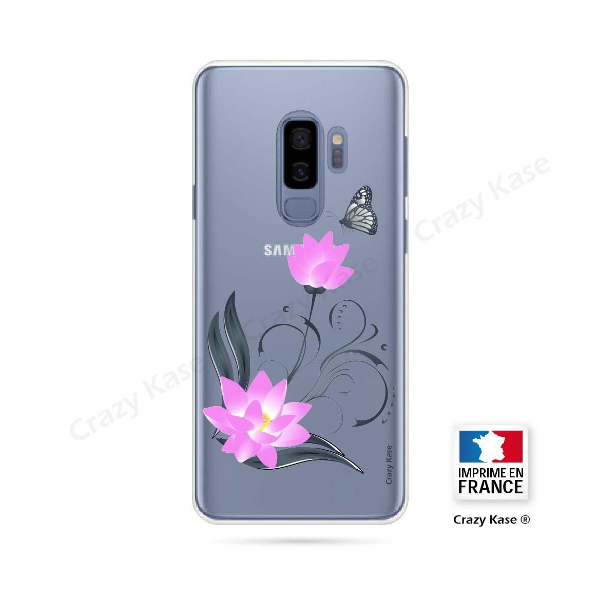 Coque Galaxy S9+ souple motif Fleur de lotus et papillon- Crazy Kase