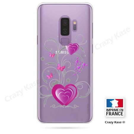 Coque Galaxy S9+ souple motif Cœur et papillon - Crazy Kase